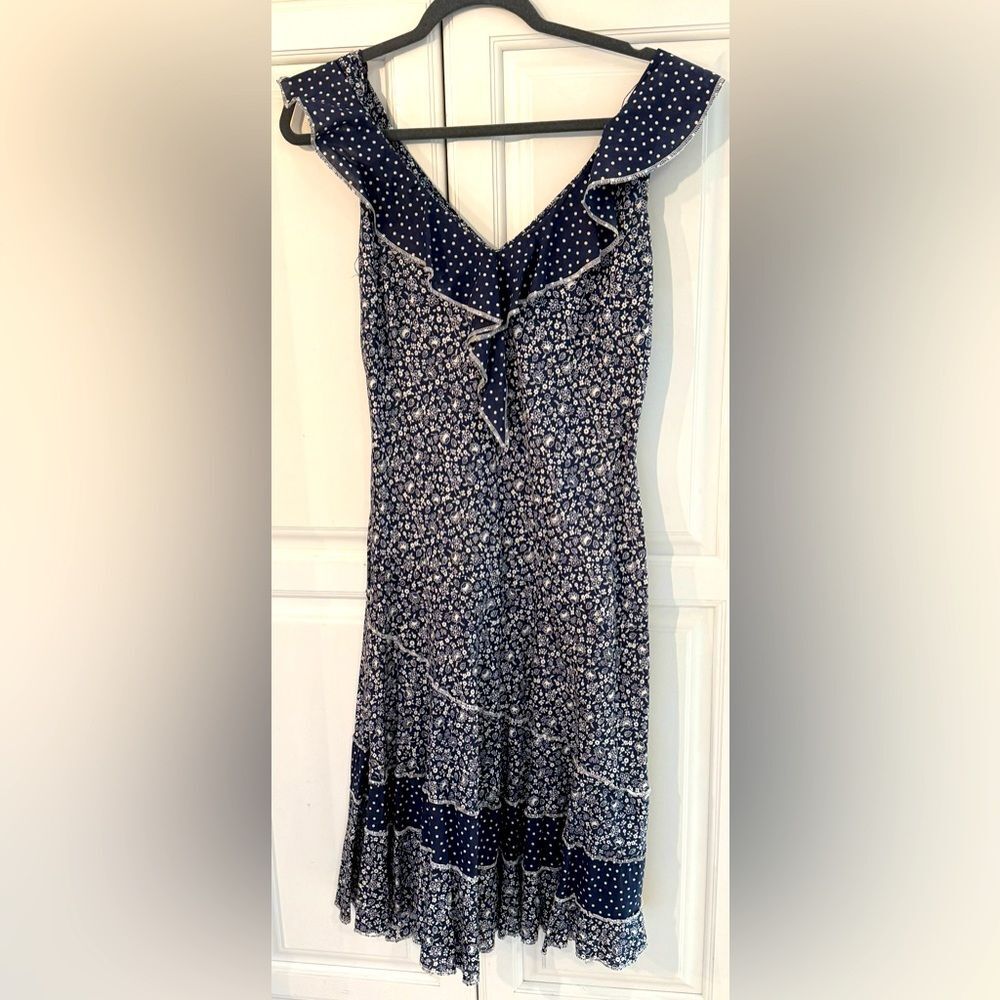 El Corte Ingles flamingo dance-inspired Navy Cotton Floral Ruffle Dress 40